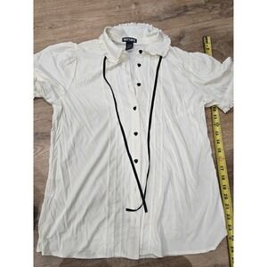 Hot Topic White/lvory Victorian Style Blouse M Medium Ruffle Collar Pintuck...
